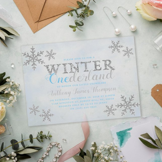 Winter ONEderland 1st Birthday Party Acrylic Invitations (Creator Uploaded)