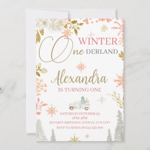 Winter Onederland 1st Birthday Party Invitation