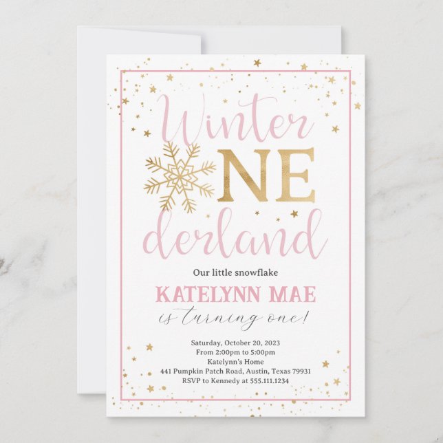 Winter Onederland 1st Birthday Party Invitation (Front)