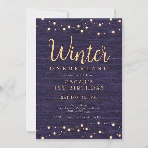 Winter Onederland 1st Birthday Party Invitation