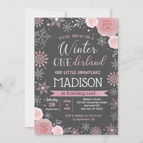 Winter ONEderland 1st Birthday Party Invitations