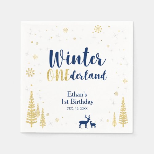 Winter Onederland 1st Birthday Party Paper Napkin