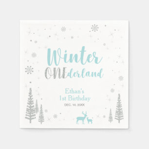 Winter Onederland 1st Birthday Party Paper Napkin