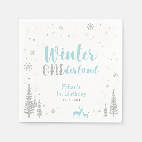 Winter Onederland 1st Birthday Party Paper Napkin