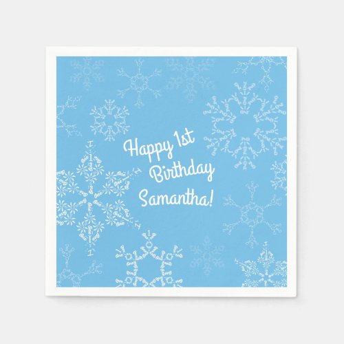 Winter Onederland 1st Birthday Party Snowflakes Napkins