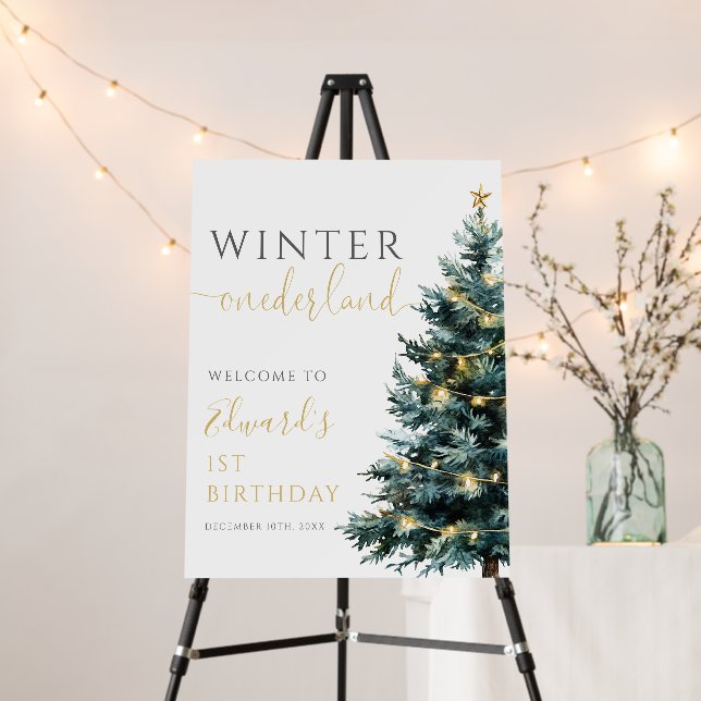 Winter Onederland 1st Birthday Party Welcome Sign (In Situ (Stand))