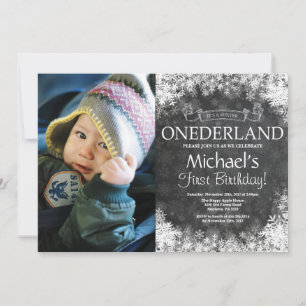 Winter Onederland 1st Birthday Photo Invitation