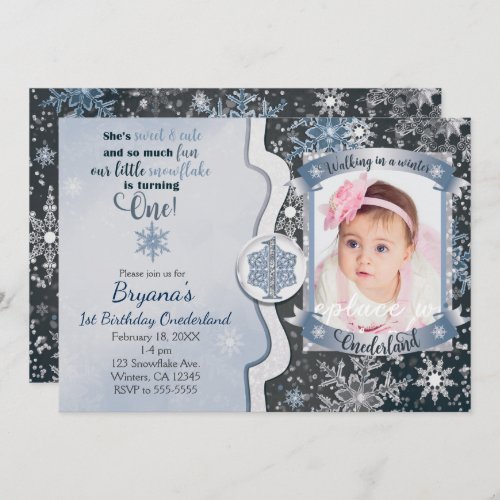 Winter Onederland 1st Birthday Photo Invitations