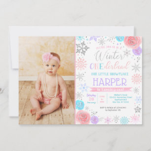 Winter ONEderland 1st Birthday Photo Invitations
