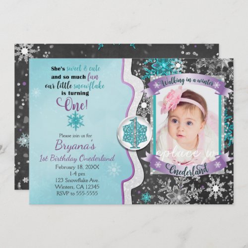 Winter Onederland 1st Birthday Photo Invitations