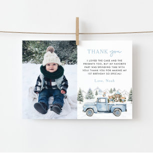 Winter Onederland 1st Birthday Photo Thank You Card