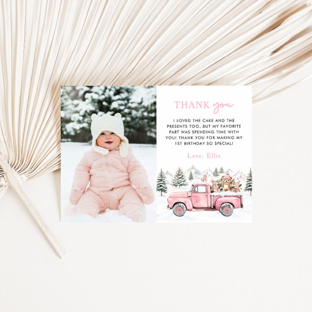 Winter Onederland 1st Birthday Photo Thank You Card (Creator Uploaded)