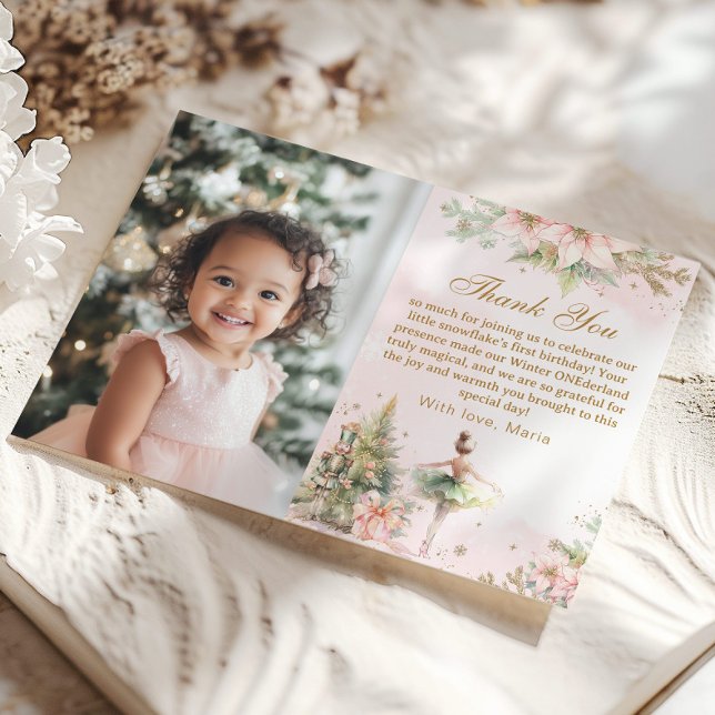 Winter Onederland 1st birthday photo Thank you Invitation (Creator Uploaded)