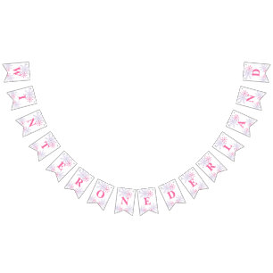 Winter Onederland 1st Birthday Pink Cute Modern Bunting Flags
