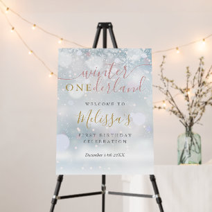 Winter Onederland 1st Birthday Pink Gold Welcome Foam Board