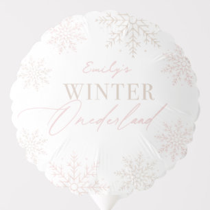 Winter Onederland 1st Birthday Pink Snowflake Balloon