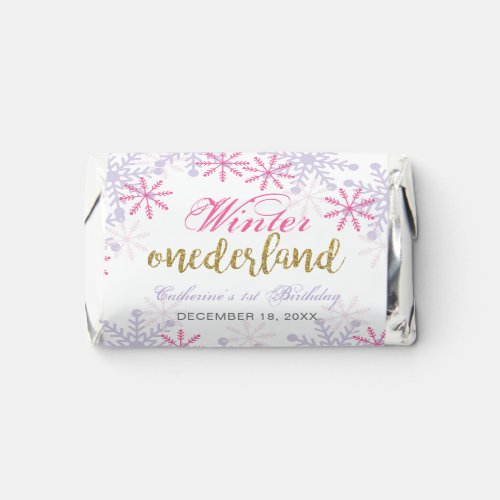 Winter Onederland 1st Birthday Purple Pink Snow Hersheys Miniatures