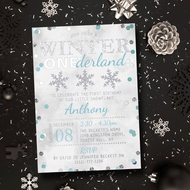 Winter ONEderland 1st Birthday Real Foil Invitation (Creator Uploaded)