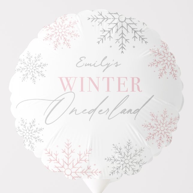 Winter Onederland 1st Birthday Silver Glitter Balloon (Front)