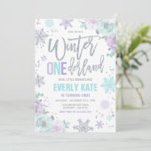 Winter ONEderland 1st Birthday Silver Lilac Purple Invitation (Standing Front)