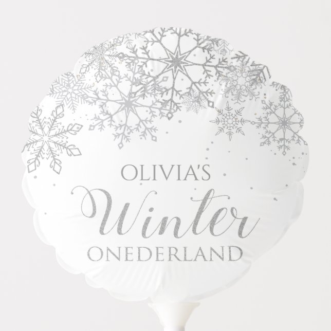 Winter ONEderland 1st Birthday Silver Snowflake Balloon (Front)