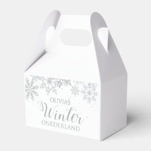 Winter ONEderland 1st Birthday Silver Snowflake Favor Boxes