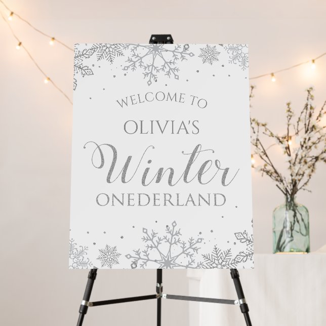 Winter ONEderland 1st birthday silver snowflake Foam Board (In Situ (Stand))