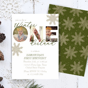 Winter ONEderland 1st Birthday Snowflake Photo Invitation