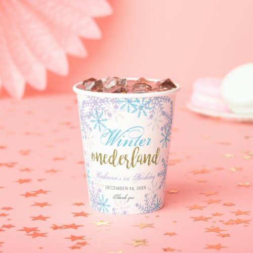 Winter Onederland 1st Birthday Snowflakes Cute Paper Cups