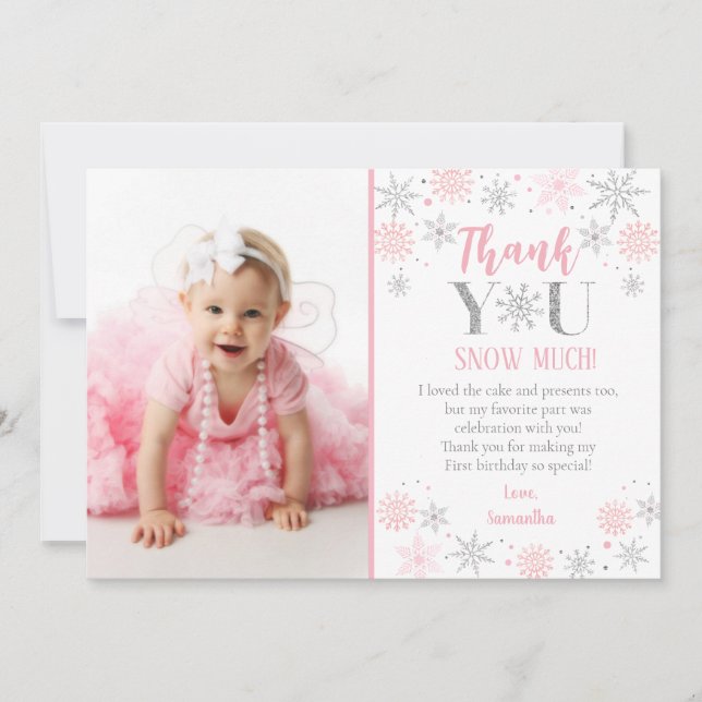 Winter Onederland 1st Birthday Thank You Cards (Front)