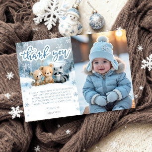 Winter Onederland 1st Birthday Thank You Cards
