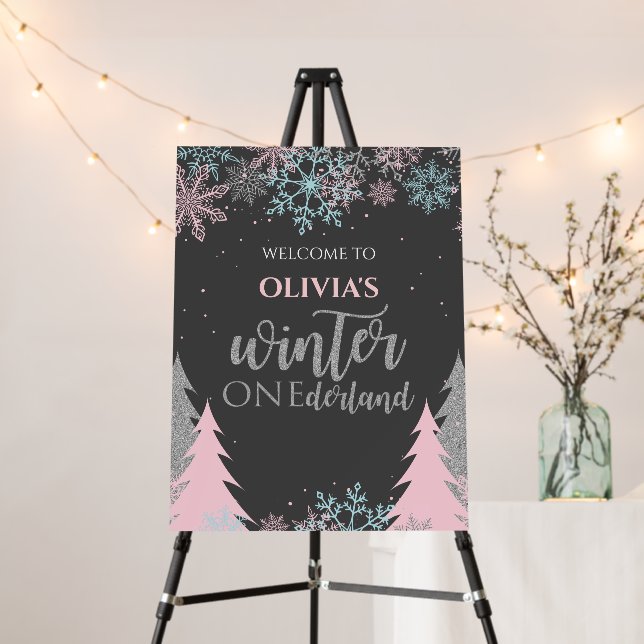 Winter Onederland 1st Birthday Welcome Foam Board (In Situ (Stand))