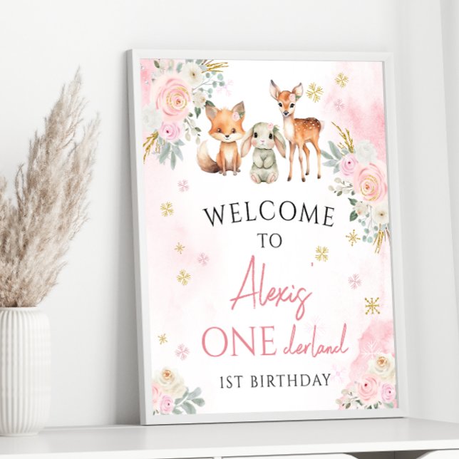 Winter ONEderland 1st birthday welcome sign poster (Creator Uploaded)