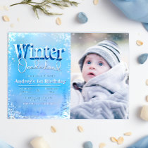 Winter Onederland - 1st Birthday with Photo Invitation