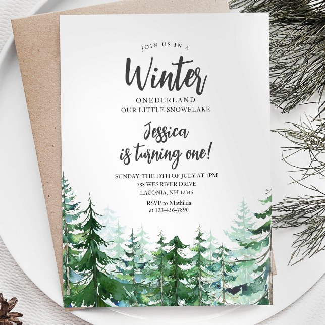 Winter Onederland 1st birthday Woodland Forest Invitation (Creator Uploaded)