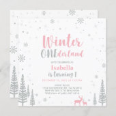 Winter Onederland 1st/First Birthday - Girl Invitation (Front/Back)