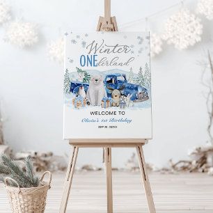 Winter Onederland Arctic Animal Boy 1st Birthday Foam Board