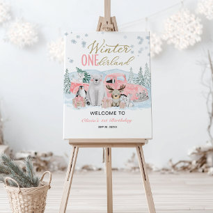 Winter Onederland Arctic Animal Girl 1st Birthday Foam Board
