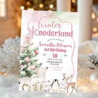 Winter Onederland Arctic Animal Girl 1st Birthday