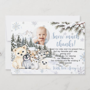 Winter Onederland Arctic Animals Birthday Photo Thank You Card