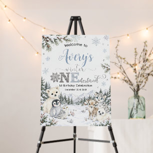 Winter Onederland Arctic Animals Birthday Welcome Foam Board