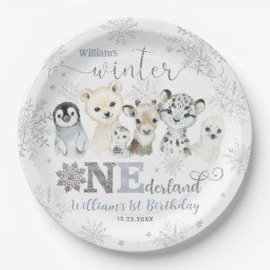 Winter Onederland Arctic Animals Snow 1st Birthday Paper Plates