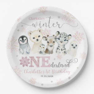 Winter Onederland Arctic Animals Snow 1st Birthday Paper Plates