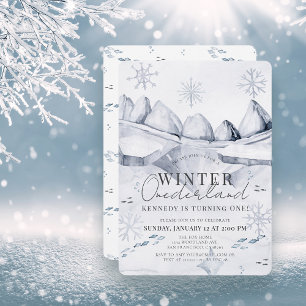 Winter Onederland Arctic Scene 1st Birthday Invitation