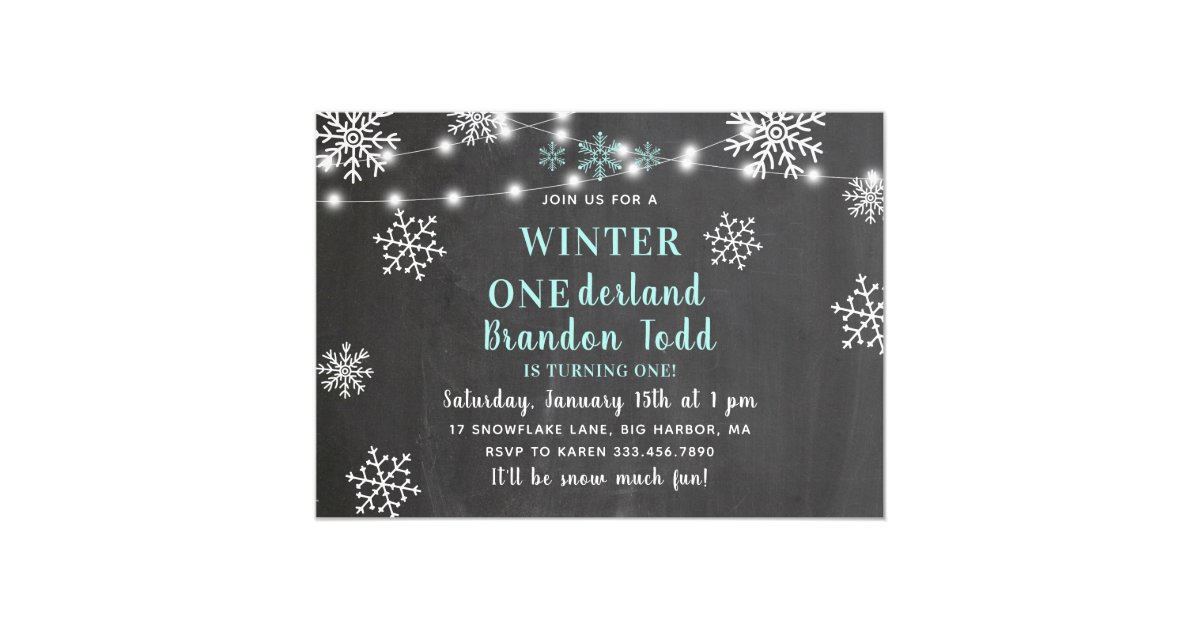 Winter Onederland Baby Boy Blue First Birthday Invitation Zazzle Com