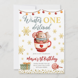 Winter Onederland Bear Birthday Invitation