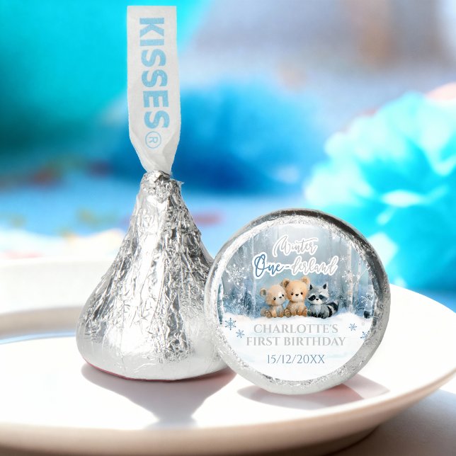 Winter Onederland Bear Blue First Birthday Party Hershey®'s Kisses® (Creator Uploaded)