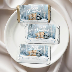 Winter Onederland Bear Blue First Birthday Party Hershey's Miniatures