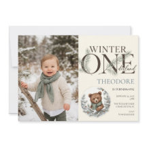 Winter ONEderland Bear First Birthday Photo