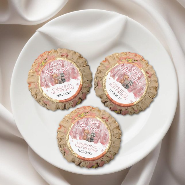 Winter Onederland Bear Pink First Birthday Party Reese's Peanut Butter Cups (Creator Uploaded)